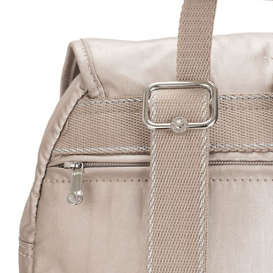 Mochilas Kipling City Pack Small Metallic Beige | MX 1515JP